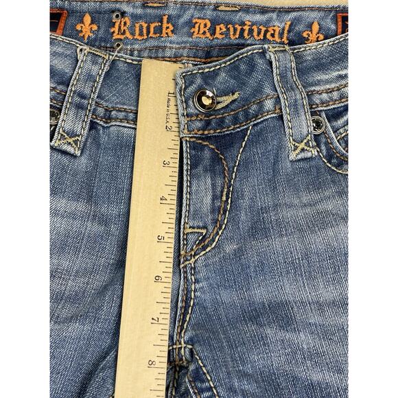 Rock Revival Jeans Womens 27 Blue Patti Boot Low Rise Cut Off Raw Hem Denim - Picture 7 of 16